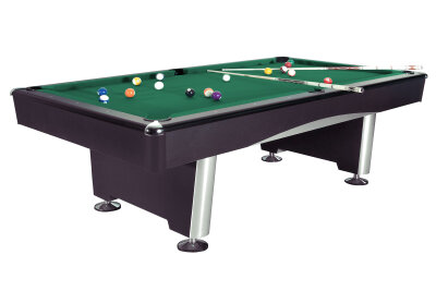 Billardtisch, Pool, schwarz, 8 ft. (Fuß), Standard-Tuch, grün