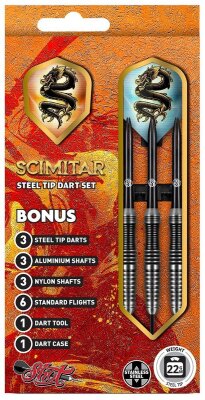 Shot Value Range Scimitar Steeltip Darts Set 22g mit Etui, Werkzeug und Ersatzflights