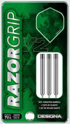 Designa Razor Grip V2 22g Steeldart Tungsten M4 Double Grip Silver
