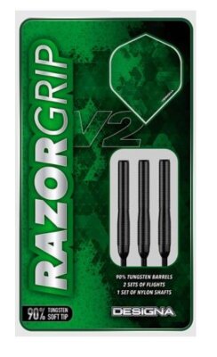 Designa Razor Grip V2 20g Softdart Tungsten M1 Front Loaded Black Titanium