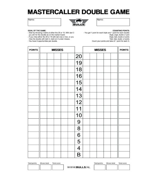 Mastercaller Double Game Scoreboard Schreibtafel 45x30