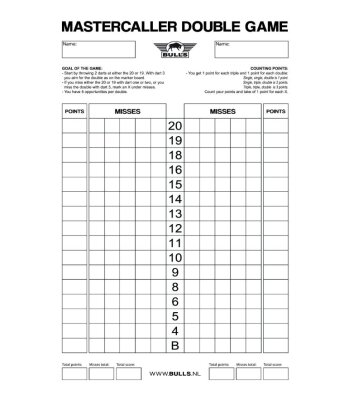 Mastercaller Double Game Scoreboard Schreibtafel 45x30