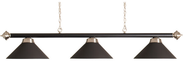 Billard Lampe mit 3 Schirmen matt schwarz f&uuml;r 7- und 8-Fuss-Tische