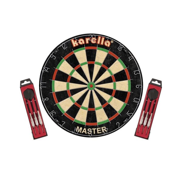 Karella "MASTER" Wettkampf-Dartboard + 2 Set Steeldart ST1